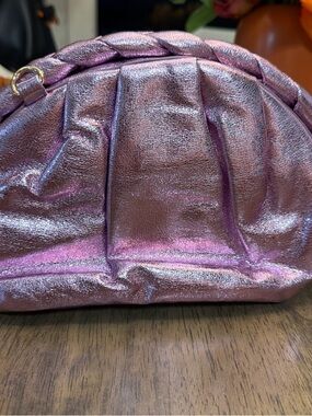 Eloquii Iridescent Purple Metallic Mini Bag with Braided Handle